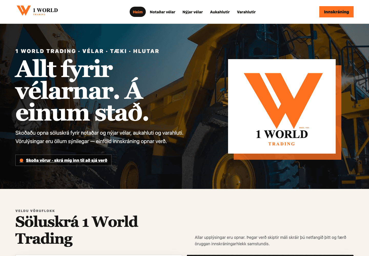 Forsíða 1world.is, hönnuð af Kastro